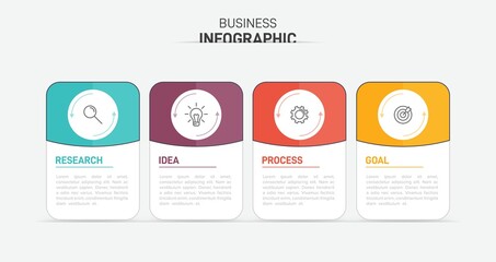 Infographic design with icons and 4 options or steps. Thin line vector. Infographics business concept. Can be used for info graphics, flow charts, presentations, web sites, banners, printed materials.