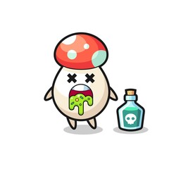 illustration of an mushroom character vomiting due to poisoning