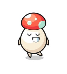 mushroom cartoon illustration with a shy expression