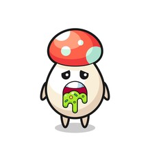 the cute mushroom character with puke