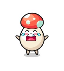 the illustration of crying mushroom cute baby