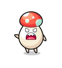 cute mushroom cartoon in a very angry pose