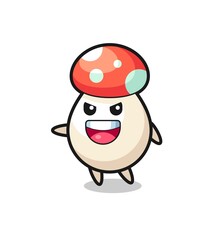 mushroom cartoon with very excited pose