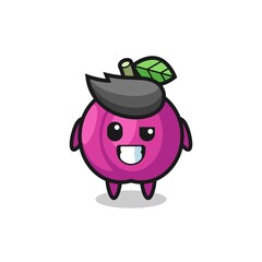 cute plum fruit mascot with an optimistic face