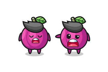 illustration of the argue between two cute plum fruit characters