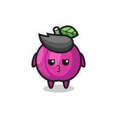 the bored expression of cute plum fruit characters