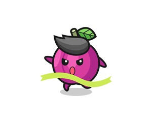 cute plum fruit illustration is reaching the finish