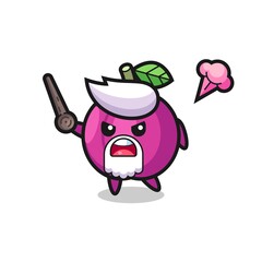cute plum fruit grandpa is getting angry