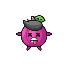 character of the cute plum fruit with dead pose