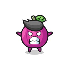 wrathful expression of the plum fruit mascot character