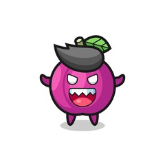 illustration of evil plum fruit mascot character
