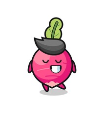 radish cartoon illustration with a shy expression