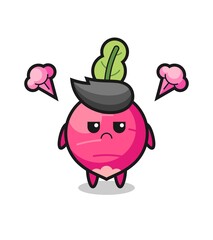 annoyed expression of the cute radish cartoon character