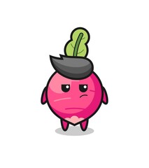 Fototapeta premium cute radish character with suspicious expression