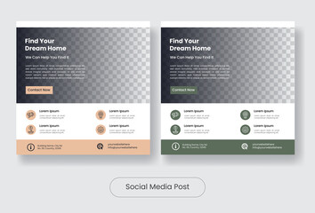 Real estate social media post template banner set