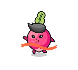 Obraz premium cute radish illustration is reaching the finish