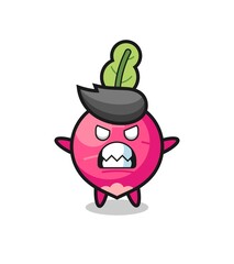 wrathful expression of the radish mascot character