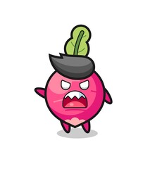 cute radish cartoon in a very angry pose