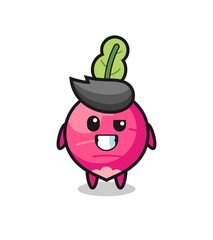cute radish mascot with an optimistic face