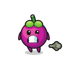 the illustration of the mangosteen cartoon doing fart