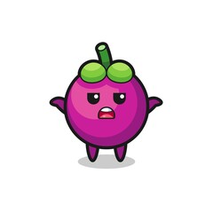 mangosteen mascot character saying I do not know