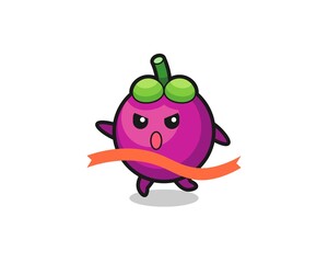 cute mangosteen illustration is reaching the finish