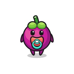 baby mangosteen cartoon character with pacifier