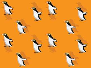 Animal Animation Yellow-Eyed Penguin Cartoon Vector Seamless Wallpaper