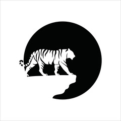 Tiger logo. Negative logo tiger design vector template 