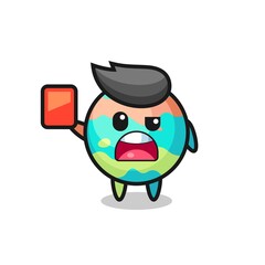 Fototapeta premium bath bombs cute mascot as referee giving a red card
