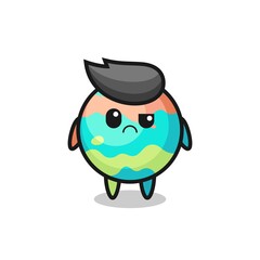 the mascot of the bath bombs with sceptical face