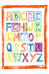 Vector typography collection of Ink stamp  hand drawn  Alphabet.