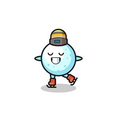 snow ball cartoon as an ice skating player doing perform