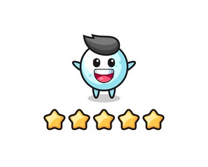 the illustration of customer best rating, snow ball cute character with 5 stars