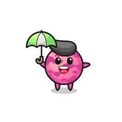 cute ice cream scoop illustration holding an umbrella