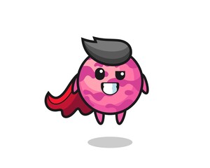 the cute ice cream scoop character as a flying superhero