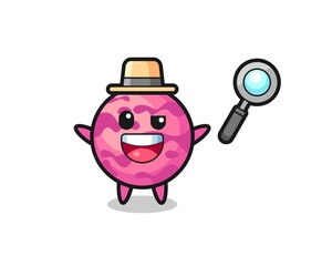 illustration of the ice cream scoop mascot as a detective who manages to solve a case