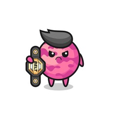 Obraz premium ice cream scoop mascot character as a MMA fighter with the champion belt