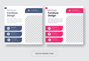 Furniture design social media post banner template set