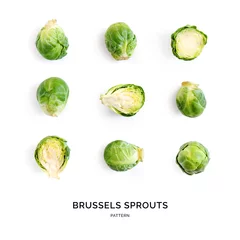 Muurstickers Seamless pattern with brussels cabbage. Abstract background. Brussels cabbage on the white background. © StudioDFlorez
