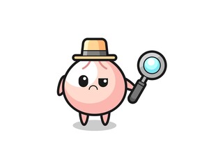 the mascot of cute meatbun as a detective