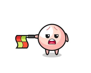 meatbun character as line judge hold the flag straight horizontally