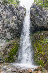 Alamedin water fall in the summer. Kyrgyz Alatoo mountains, Kyrgyzstan.