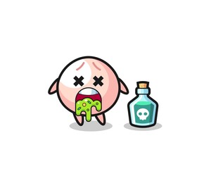 illustration of an meatbun character vomiting due to poisoning