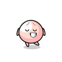 meatbun cartoon illustration with a shy expression