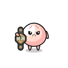 meatbun mascot character as a MMA fighter with the champion belt
