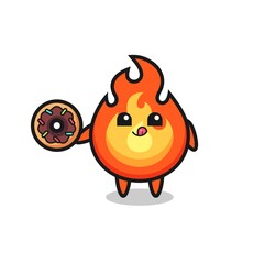 illustration of an fire character eating a doughnut