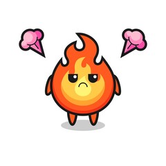 annoyed expression of the cute fire cartoon character © heriyusuf