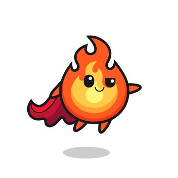 cute fire superhero character is flying