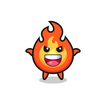 the illustration of cute fire doing scare gesture